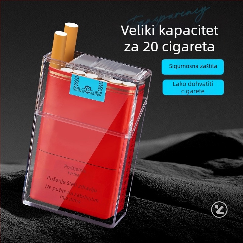 XP008 Muška kutija za cigarete i upaljač, plastična, mogućnost logotipa, prilagodljivo, pogodna kao dar za blagdane i korporativne poklone