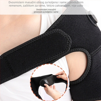 USB punjiva podloga za rame i koljeno s elastičnom kompresijom i vibracijskim masažom; tri temperaturna podešavanja 45/55/65 °C; inteligentna kontrola temperature; materijali: Okcloth, SBR, poliester
