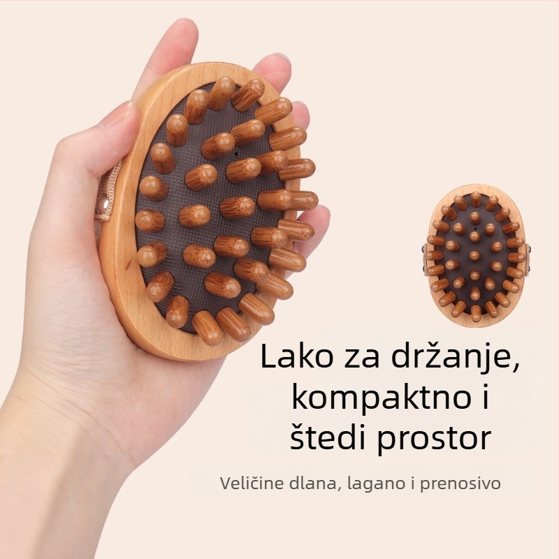 Drveni češalj za meridijanski masažu — od bukovog drveta, za olakšanje umora