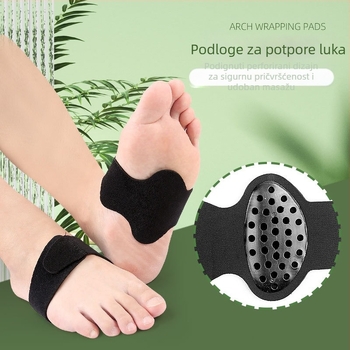Podmetač za luk nožnog luka s otvorima – ortopedna podloga za luk stopala, podrška luka i apsorpcija udara (model 011); materijali: SBR, poliester, SEBS; pogodna obuća: čizme, sandale, casual obuća, tople cipele, platnene cipele, radna obuća, papuče; godiš
