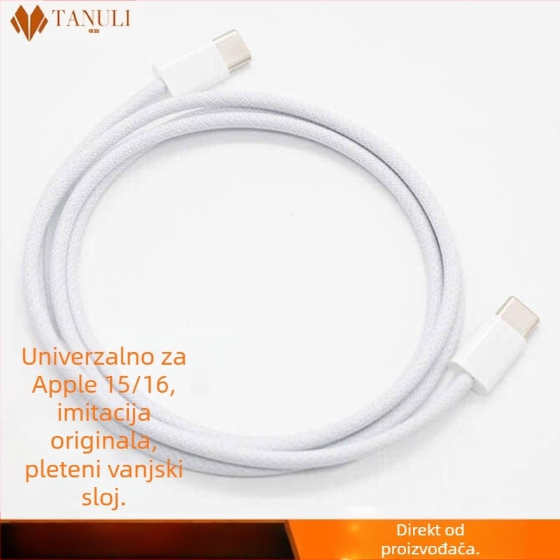 USB-C pleteni kabel, USB-C na USB-C, 0,3–2,5 m, 100 W max, brzo punjenje