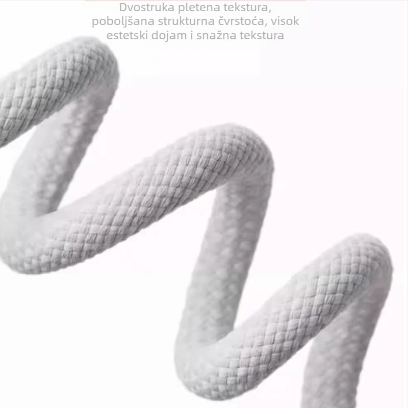 USB-C pleteni kabel, USB-C na USB-C, 0,3–2,5 m, 100 W max, brzo punjenje