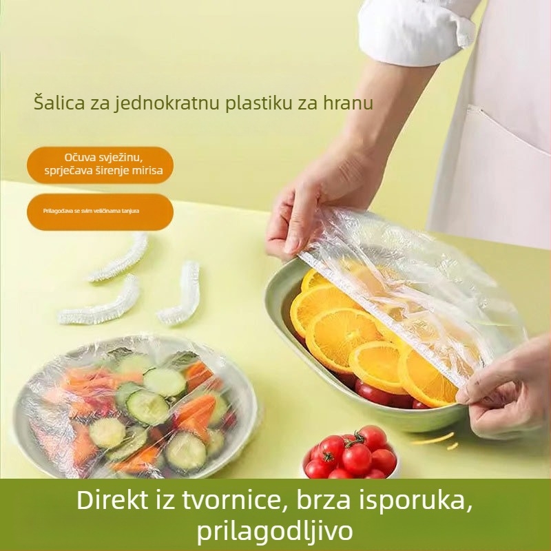 Jednokratno elastično plastično pokrivalo za zdjele i tanjure – za ostatke u hladnjaku, zaštita od prašine i mirisa