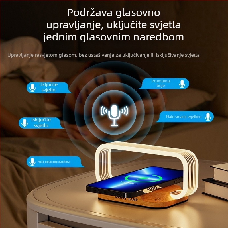 Manjia wr06c Akrilna noćna lampica s upravljanjem glasom za noćni ormarić, bežično brzo punjenje – stil modernog minimalizma, CE certifikat