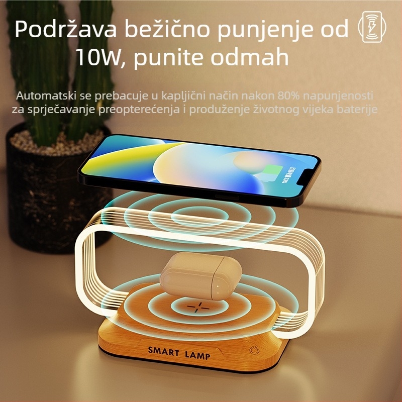 Manjia wr06c Akrilna noćna lampica s upravljanjem glasom za noćni ormarić, bežično brzo punjenje – stil modernog minimalizma, CE certifikat