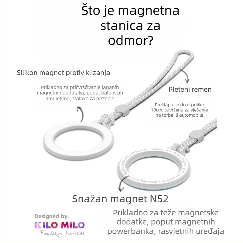 KILO MILO MagSafe magnetska statična stojak i prsten za vješanje torbe, proziran dizajn, plastični materijal, opći stil