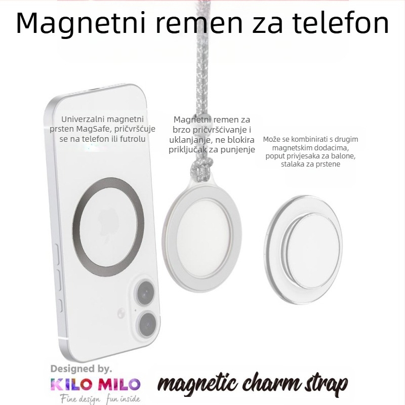KILO MILO MagSafe magnetska statična stojak i prsten za vješanje torbe, proziran dizajn, plastični materijal, opći stil