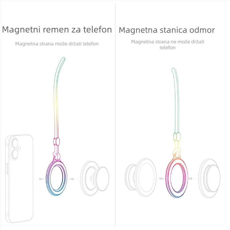 KILO MILO MagSafe magnetska statična stojak i prsten za vješanje torbe, proziran dizajn, plastični materijal, opći stil