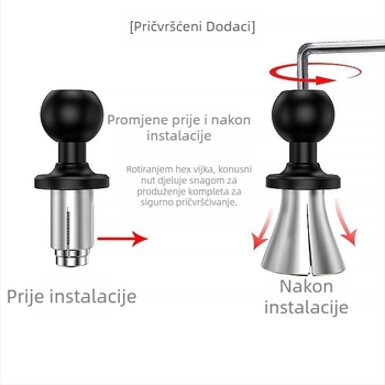 R26 proširena kuglična glava za držač mobitela s prednjom viljuškom Kaiweige — Model: R26, Brand: Kaiweige, Kompatibilno s otvorima prednje vilice