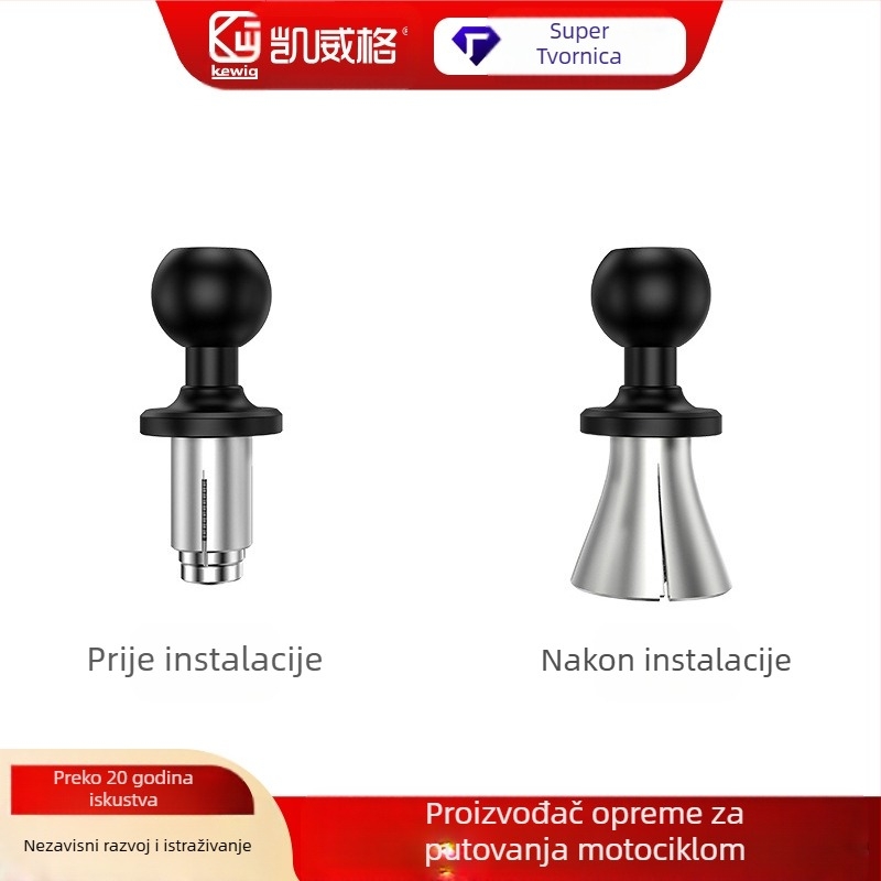 R26 proširena kuglična glava za držač mobitela s prednjom viljuškom Kaiweige — Model: R26, Brand: Kaiweige, Kompatibilno s otvorima prednje vilice