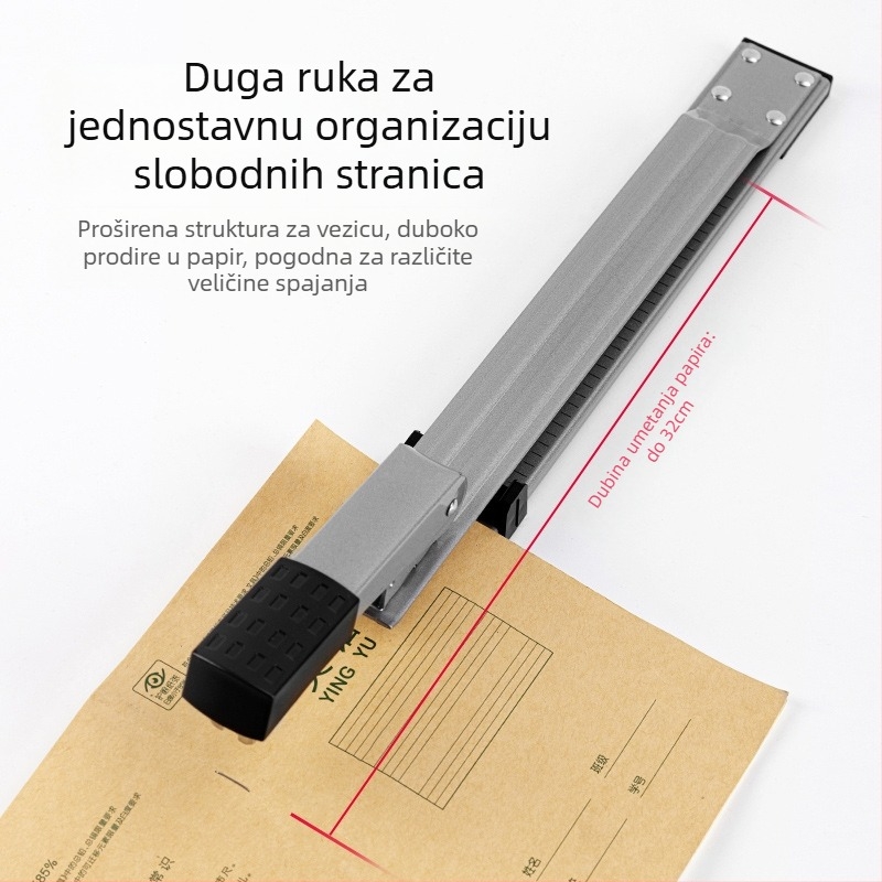 Deli 0334 dugačak rameni stapler za dokumente, srednje veličine, kompatibilan s iglama 24/6, model igle 12, neto težina 1000 g