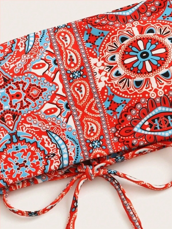 Cvjetni dvodijelni bikini s podstavljenim gornjim dijelom, bez metalne podrške, poliester tkanina