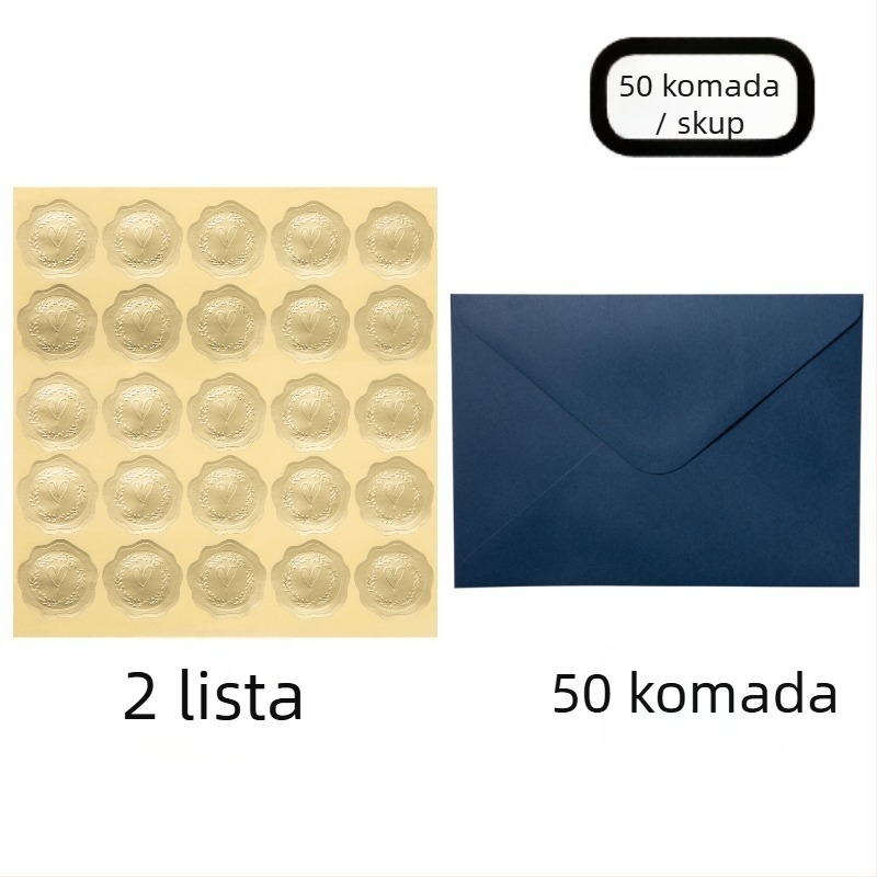 Set metalnih srcolnih naljepnica i omotnica za vjenčane pozivnice, zapadni stil, prilagodljivo