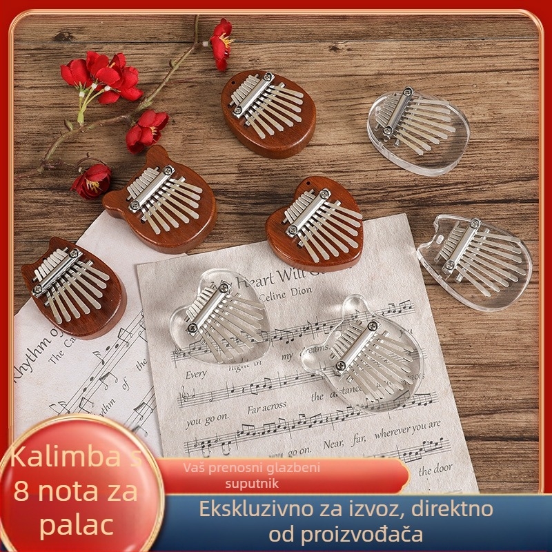 Drvena kalimba prstno piano, 8 tonova, 10 rupa, materijal: Redwood, kućište: ABS, završna obrada: zlatni lak