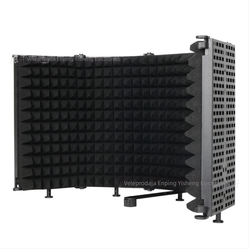 Plastični štit za mikrofon s pet panela za studijsko snimanje i prijenos uživo, kompatibilan s kondenzatorskim mikrofonima, mreža protiv prskanja, frekvencijski raspon 20 Hz-20 kHz, SNR ≥75 dB, bez baterije