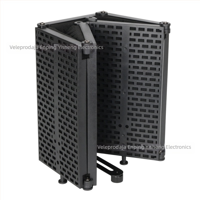 Plastični štit za mikrofon s pet panela za studijsko snimanje i prijenos uživo, kompatibilan s kondenzatorskim mikrofonima, mreža protiv prskanja, frekvencijski raspon 20 Hz-20 kHz, SNR ≥75 dB, bez baterije