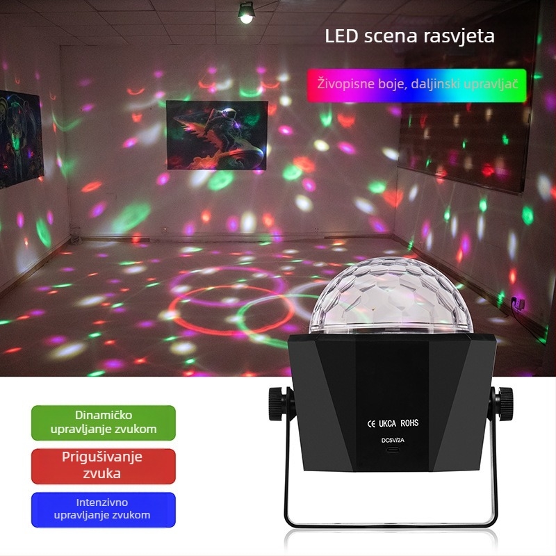 LED bljeskalna lampica s glasovnim upravljanjem i daljinskim upravljačem, XF-311, unutarnja upotreba, scenski rasvjetni efekti (LED, 5V, IP20)