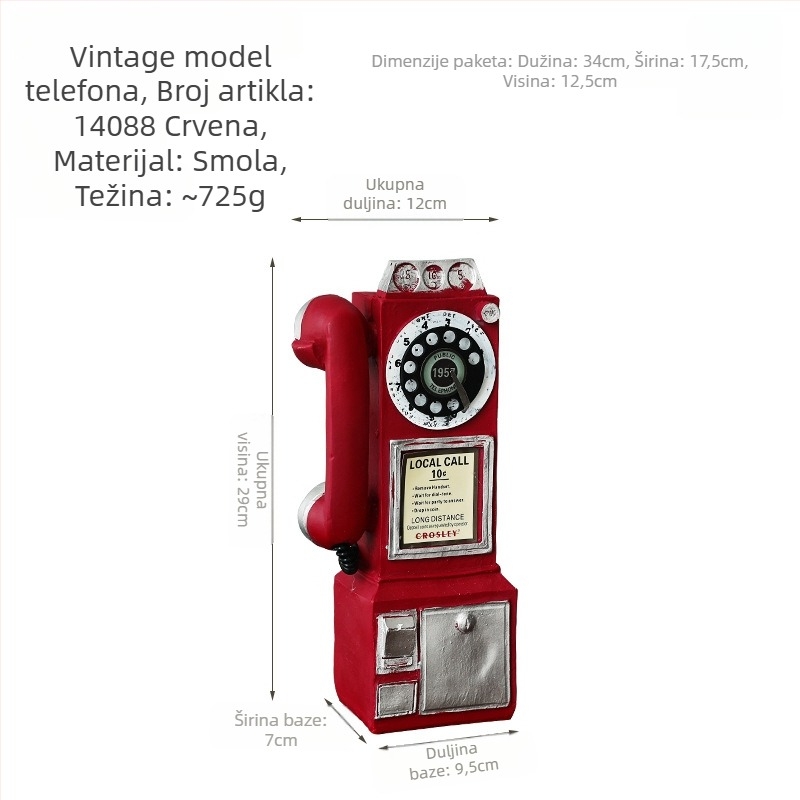 Vintage telefonna ukras od smole - gravirano, moderni minimalistički stil, Wei Xun