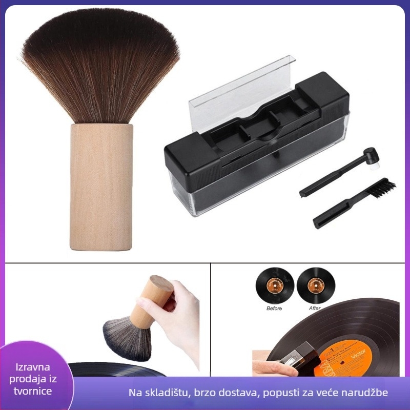 Set četkica za čišćenje vinila: četka za vinil s spužvom, četka za gramofon, četka za stylus (pakiranje: Opp bag)