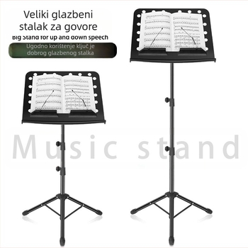 Sklopivi stalak za note za glazbene instrumente — ABS ekološki materijal + čelik, model 01; pogodan za klavir, gitaru, violinu, saksofon