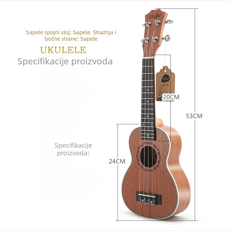 Ukulele CS-BS100 Morning Sound/CSOUND, prstna daska od rosewood, bočne stranice Sapele, kromirani zatvoreni tuneri