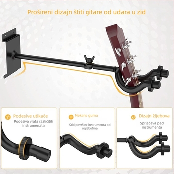 Zidni držač električne gitare, SG-04, aluminijska legura, Boying, za 5 gitara