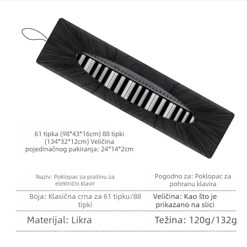 Poliestersko pokrivalo za klavijaturu klavira s torbicom za pohranu