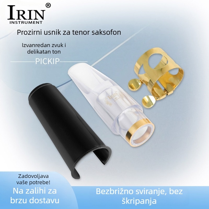 IRIN ustnik za alto saksofon od prozirnog ABS-a, sa kapicom i klipom, u prozirnoj kutiji, visokokvalitetni kristalni ustnik