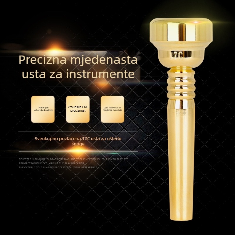 Usnik za trubu, model 17C, mesing, pozlaćen, za glazbene instrumente