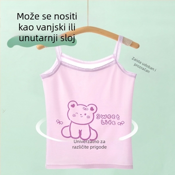 Djevojački bezrukavni top za djevojčice – 95% pamuk, karikaturni uzorak, mekan materijal, za djecu