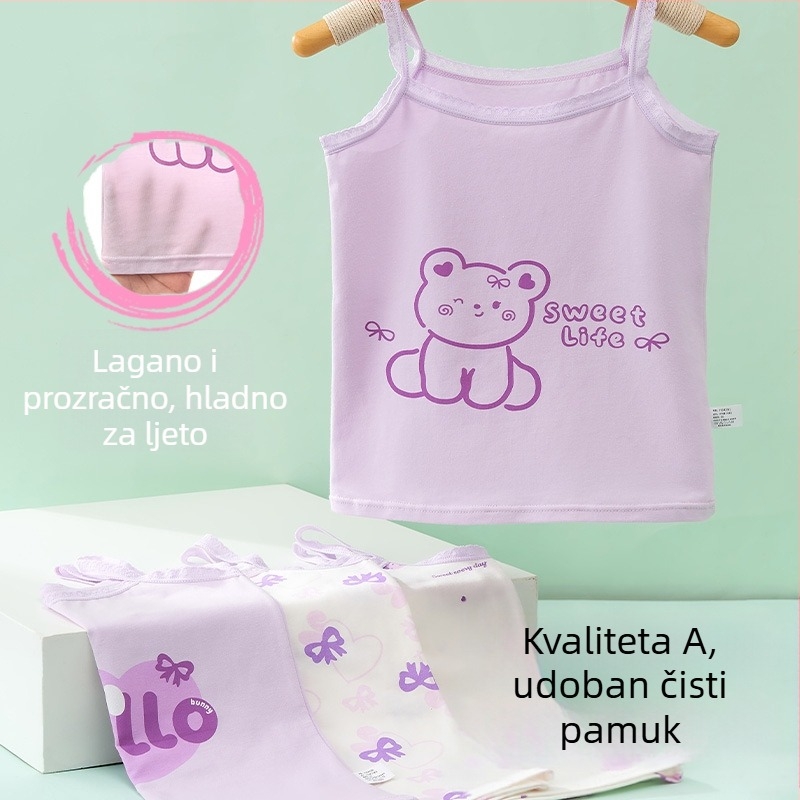 Djevojački bezrukavni top za djevojčice – 95% pamuk, karikaturni uzorak, mekan materijal, za djecu