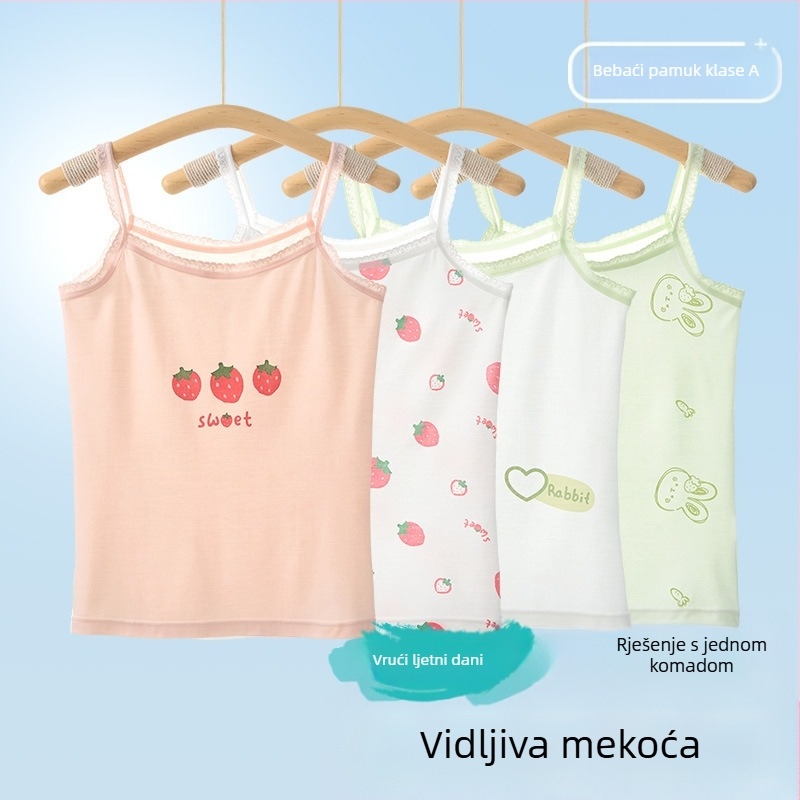 Djevojački bezrukavni top za djevojčice – 95% pamuk, karikaturni uzorak, mekan materijal, za djecu