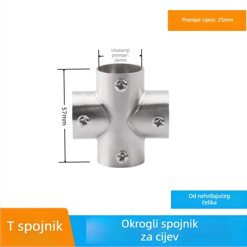 Spojnik od nehrđajućeg čelika – SYJ Fitting-1, završna obrada wire drawing, za cijevi od nehrđajućeg čelika, moderni minimalistički stil