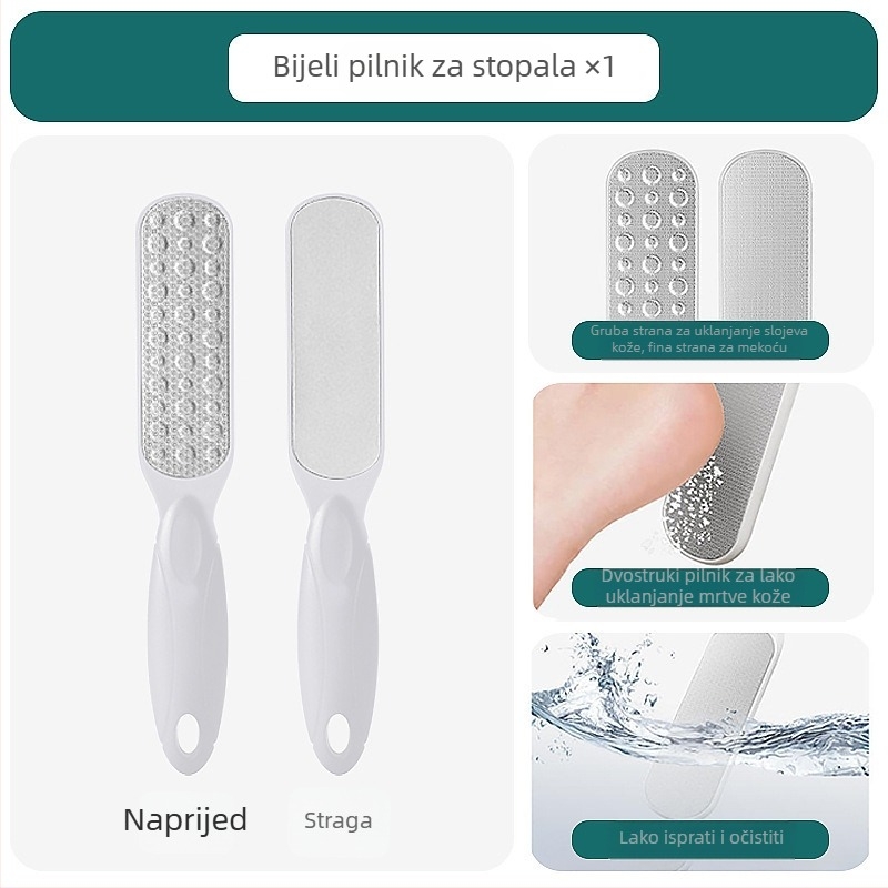Dvoostrani pilnik za stopala od nehrđajućeg čelika – pedikura alat s ovalnom brusnom glavom i brusnim papirom, kutija 200 kom.