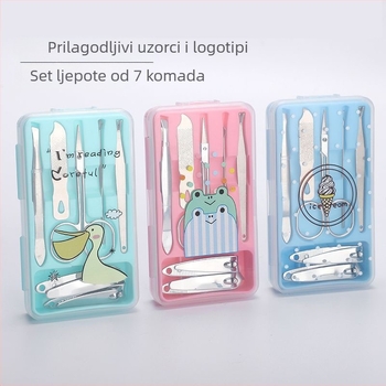 7-dijelni set za njegu noktiju u kutiji od nehrđajućeg čelika s elektroplatiranim završetkom