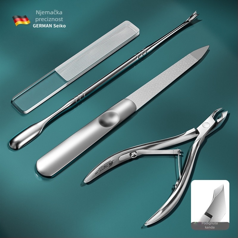 Dvostruko glavne nokatne kliješta od nehrđajućeg čelika za uklanjanje kožice i mrtve kože — prijenosni kućni set za manikuru