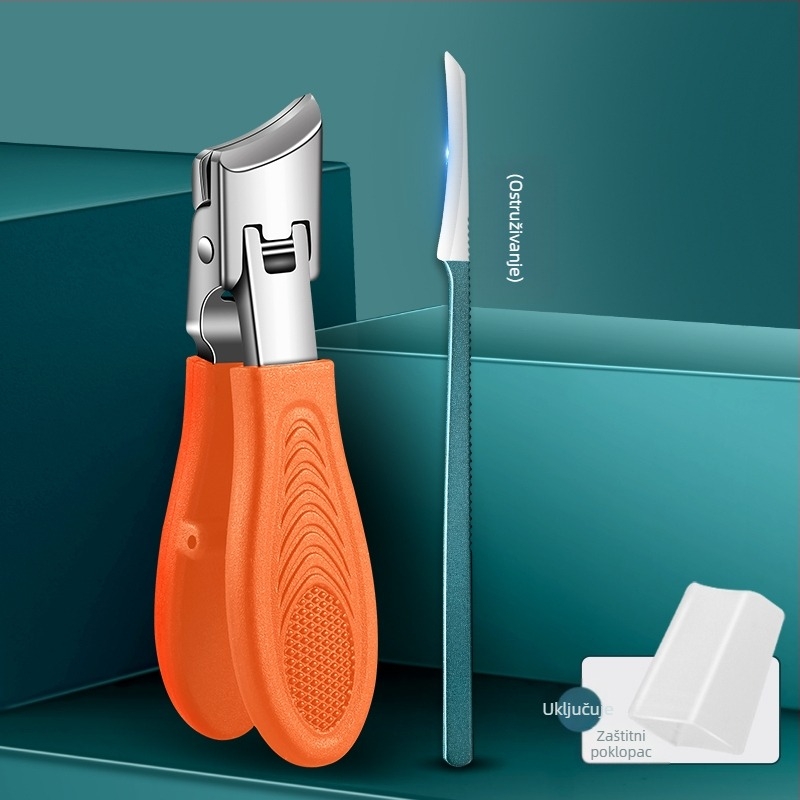 Klešta za nokte na stopalu s velikim otvorom, protiv prskanja, nagnuta usnica, plastika + nehrđajući čelik