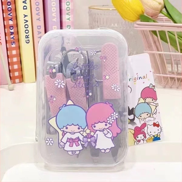 Set za njegu noktiju s otiskom slatkog psa, nehrđajući čelik i plast, silikonski protuklizni držač, sedmeročlani prijenosni set