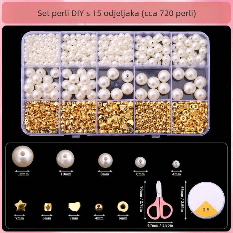 DIY dodaci za nakit – set za narukvicu s plastičnim/smolastim perlicama, elektroplakiranje, originalni dizajn, Saifan marka