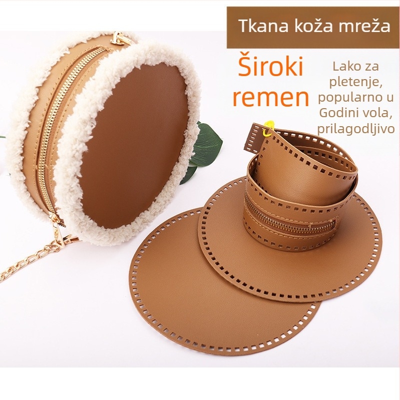 Ručna tkanа PU kožna torbica s okruglim mrežastim umetcima i perforiranim PU diskovima, prozračna, vodootporna, ultra lagana