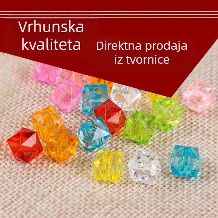 Prozirne akrilne perle 8–12 mm za DIY, slobodne perle, kvadratnog oblika