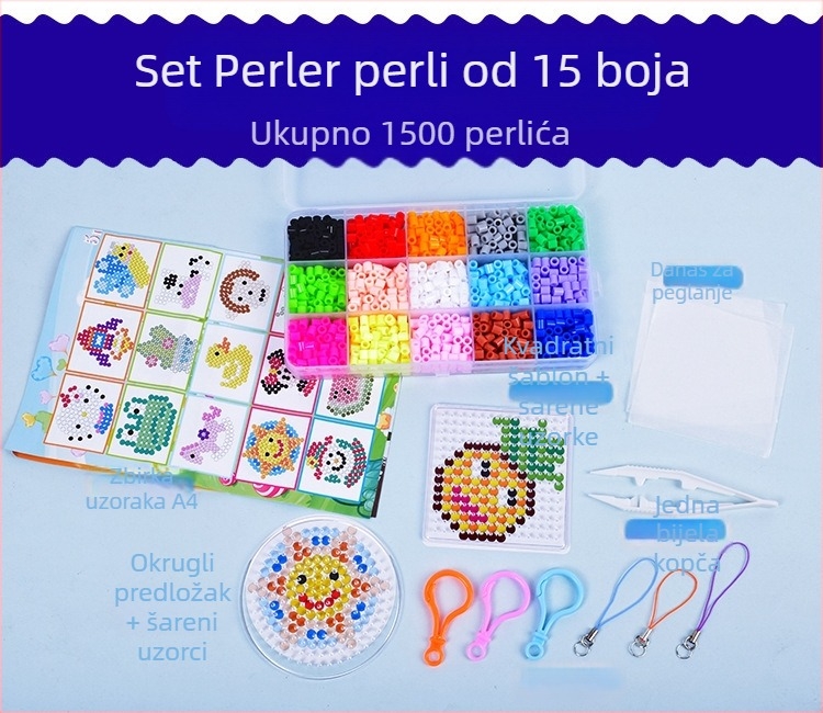 DIY set Hama perli EVA za ravnu slagalicu — prilagodljiv skup perlica za pisanje (7–14 godina)