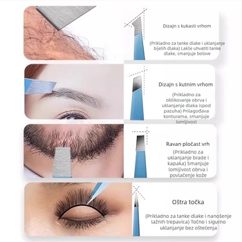 Klip za obrve – četverodijelni set u kutiji, precizne pincete od nehrđajućeg čelika, Little Genius