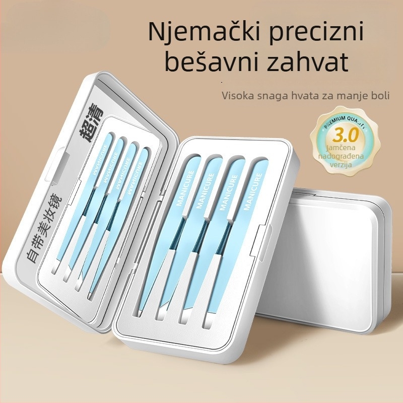 Klip za obrve – četverodijelni set u kutiji, precizne pincete od nehrđajućeg čelika, Little Genius