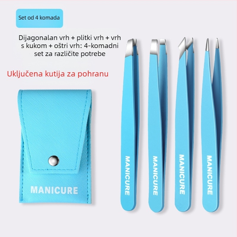 Klip za obrve – četverodijelni set u kutiji, precizne pincete od nehrđajućeg čelika, Little Genius