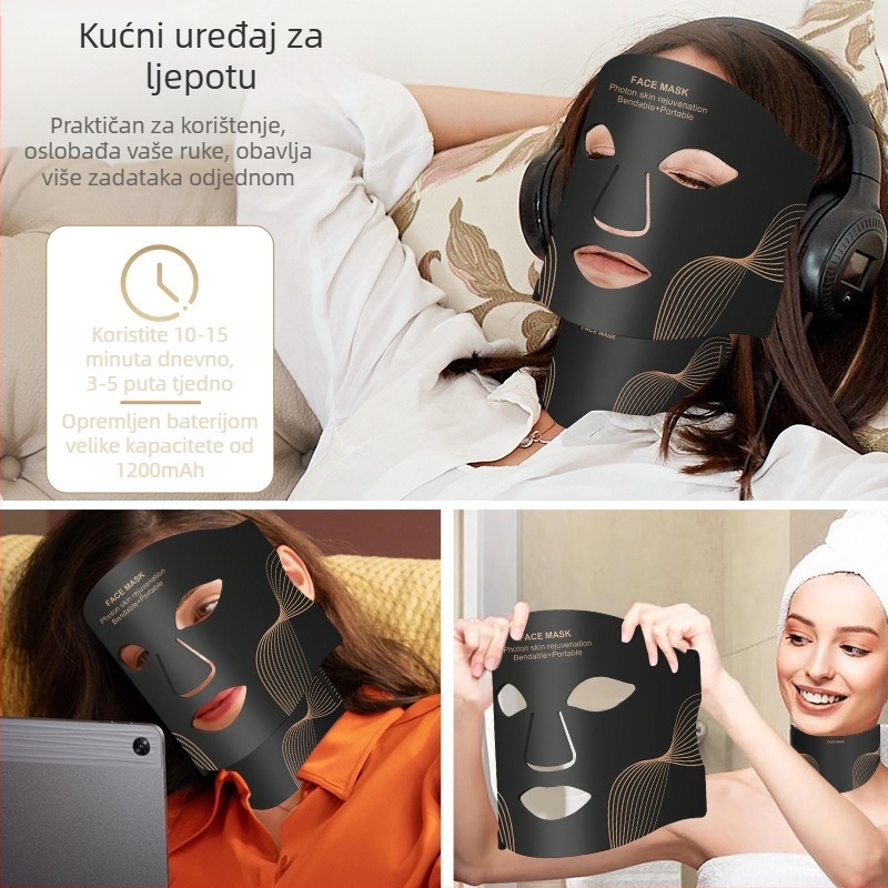 Maska za ljepotu s LED fototerapijom za kućnu upotrebu, infracrveno svjetlo, 3 razine