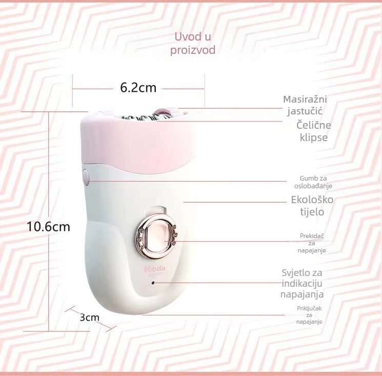 Električni aparat za uklanjanje dlaka za žene, model 216, uklanjanje dlaka po cijelom tijelu, USB napajanje, hladna svjetlost, kućište ABS