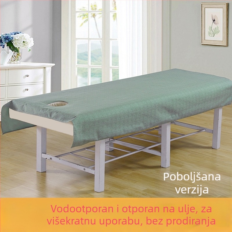 Pokrivalo za ljepotu s perforacijama, vodootporno i otporno na ulje, mješavina poliestera i pamuka, za kozmetičke salone, po narudžbi