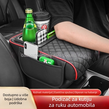 Univerzalna podloga za nadogradnju kutije naslona za ruku, središnji naslon za lakat, držač čaša i pretinac za pohranu; ABS materijal; Eleven; prilagodljivo
