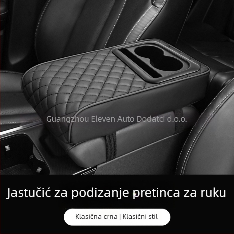 Univerzalna podloga za nadogradnju kutije naslona za ruku, središnji naslon za lakat, držač čaša i pretinac za pohranu; ABS materijal; Eleven; prilagodljivo